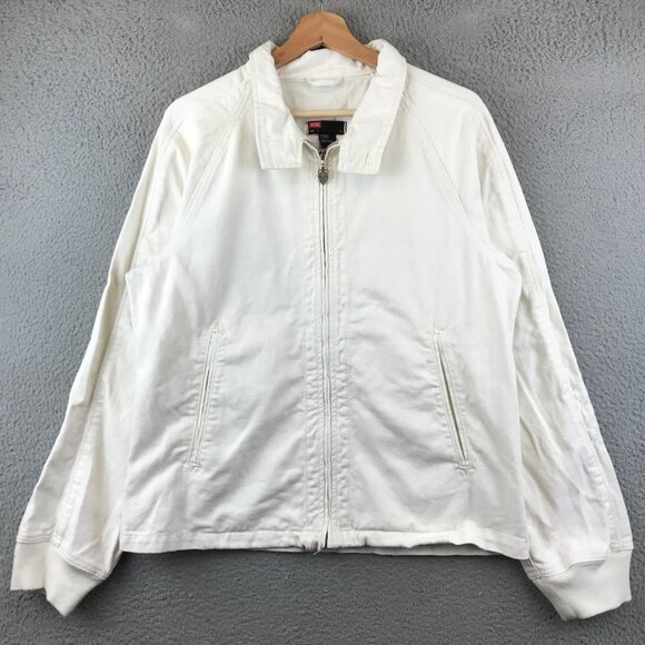 Men's Diesel Full Zip Bomber Jacket White Fraternity size L - Picture 1 of 15
